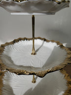 3-Tier Ceramic Serving Stand with Gold Finish (23064ML)
