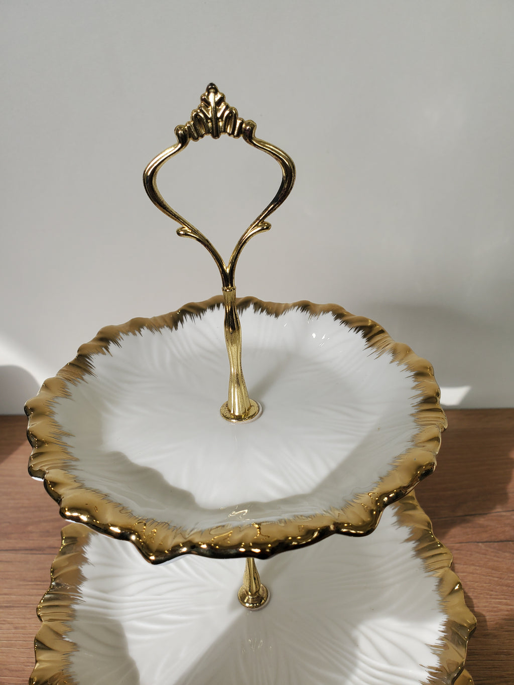 3-Tier Ceramic Serving Stand with Gold Finish (23064ML)