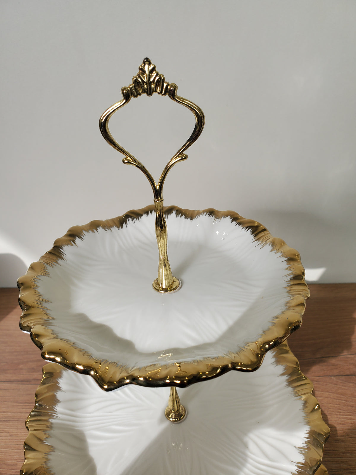3-Tier Ceramic Serving Stand with Gold Finish (23064ML)