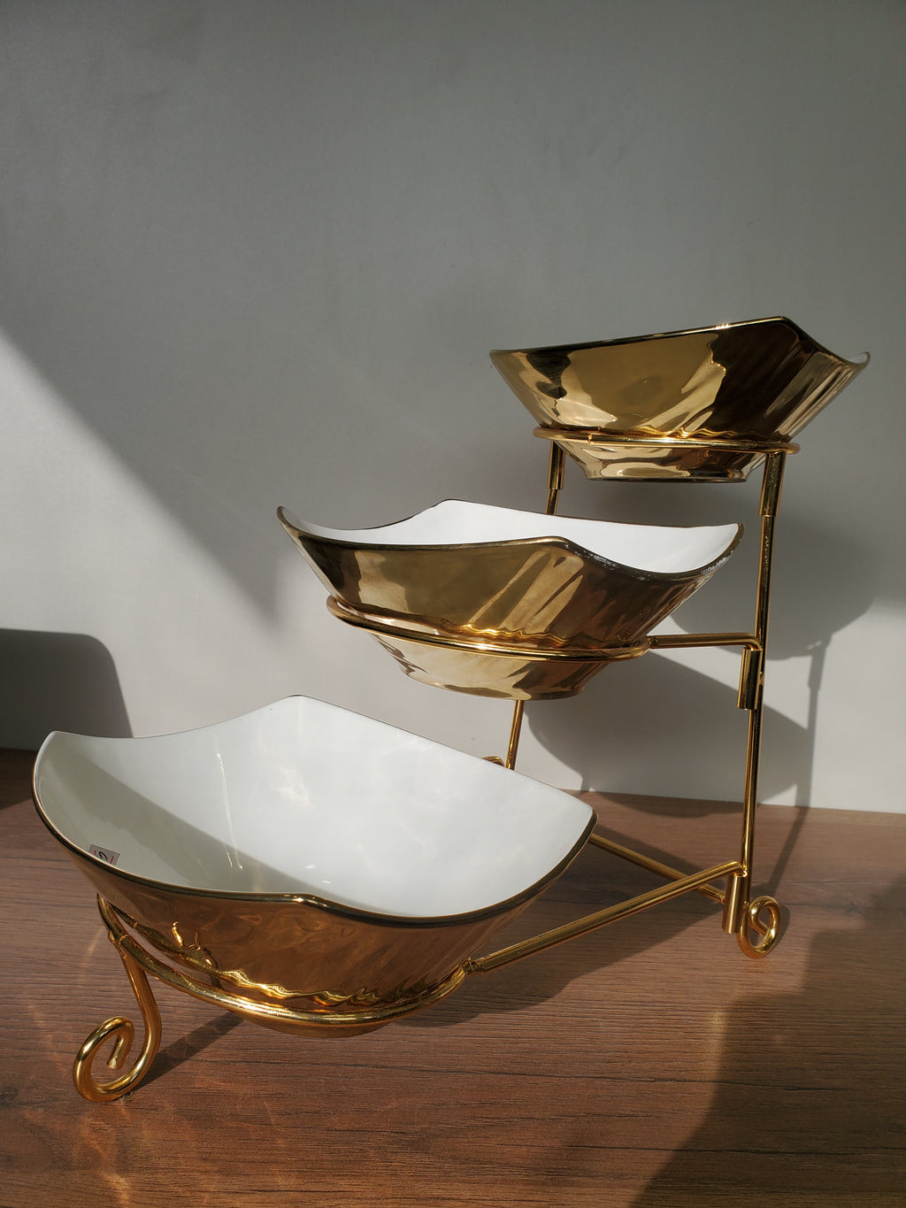 3-Piece Gold Serving Bowl Set with Stand (SA1251)
