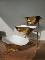 3-Piece Gold Serving Bowl Set with Stand (SA1251)