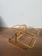 4-Section Square Ceramic Snack Serving Tray with Gold Stand (1-3)