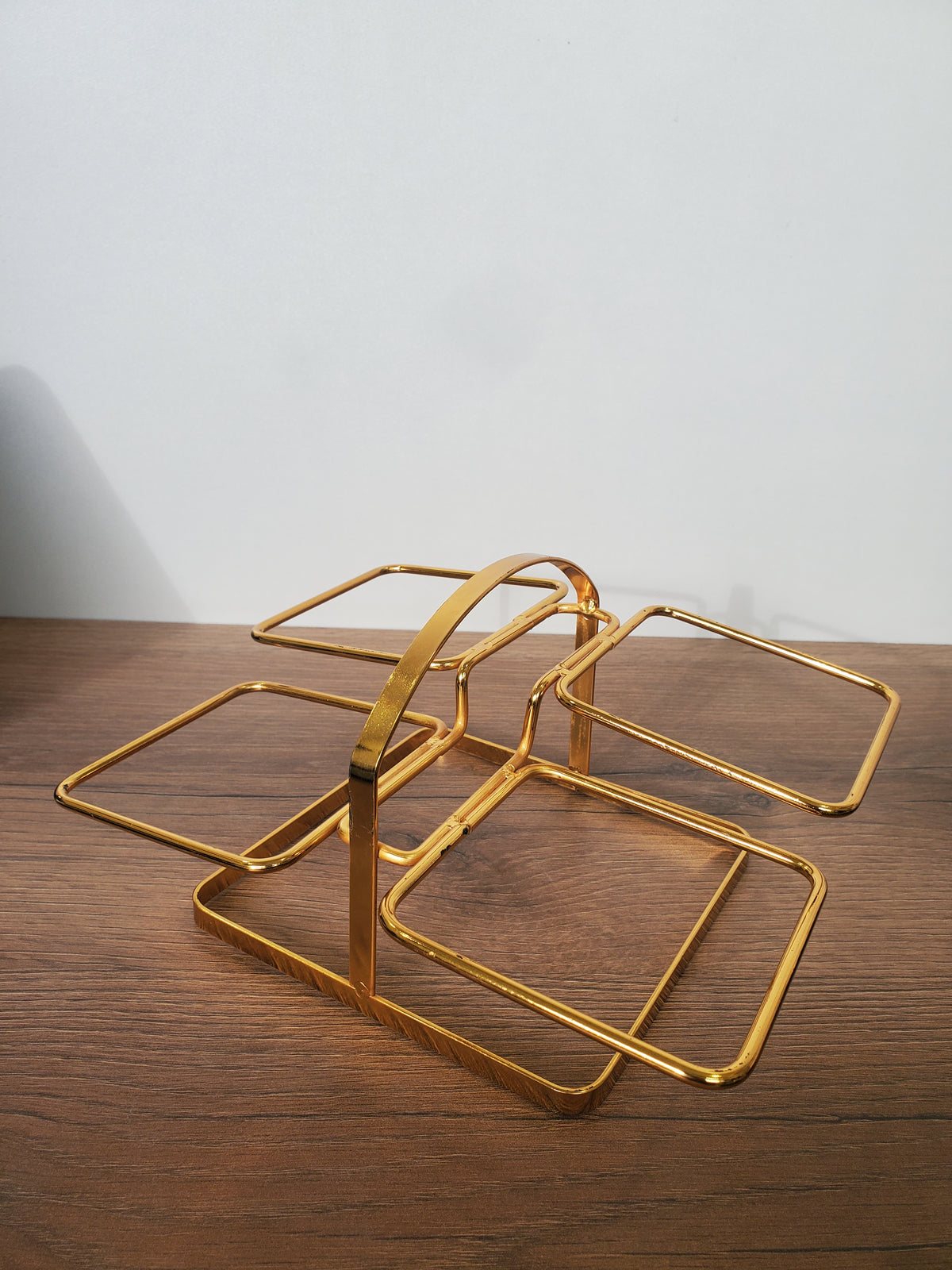 4-Section Square Ceramic Snack Serving Tray with Gold Stand (1-3)