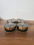 4-Section Round Ceramic Snack Serving Tray with Gold Stand (1-6)