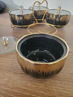4-Section Round Ceramic Snack Serving Tray with Gold Stand (1-6)