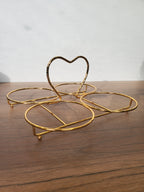 4-Section Round Ceramic Snack Serving Tray with Gold Stand (1-6)