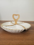 4-Section Ceramic Serving Tray with Wooden Handle (1-13)