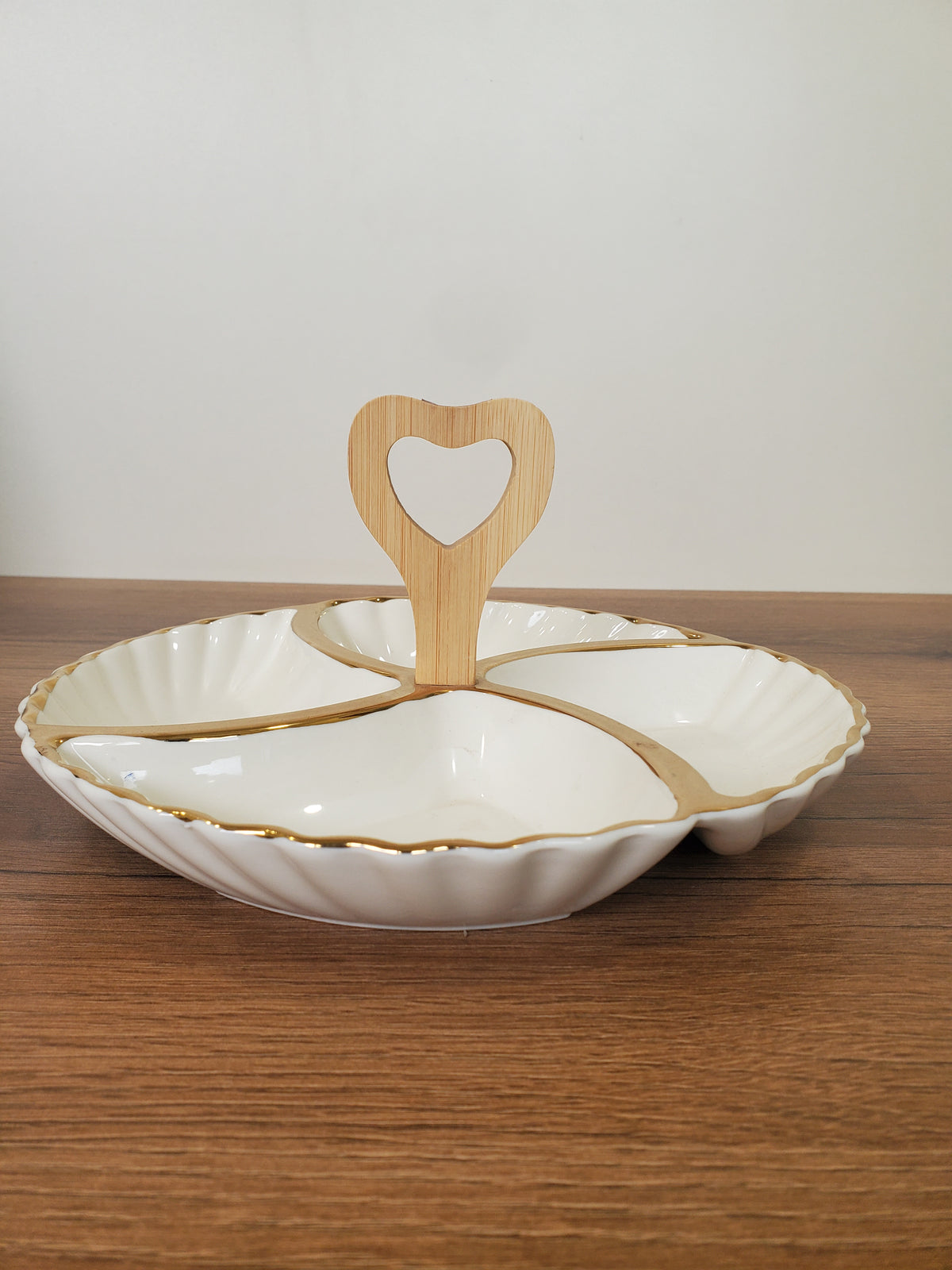 4-Section Ceramic Serving Tray with Wooden Handle (1-13)