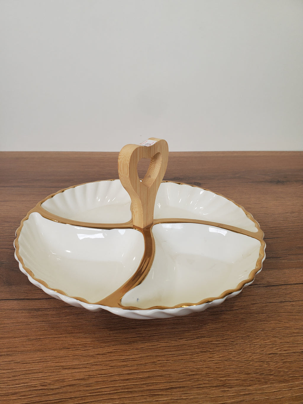 4-Section Ceramic Serving Tray with Wooden Handle (1-13)