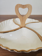 4-Section Ceramic Serving Tray with Wooden Handle (1-13)