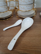 21-Piece Ceramic Soup Bowl Set with Gold Iron Stand