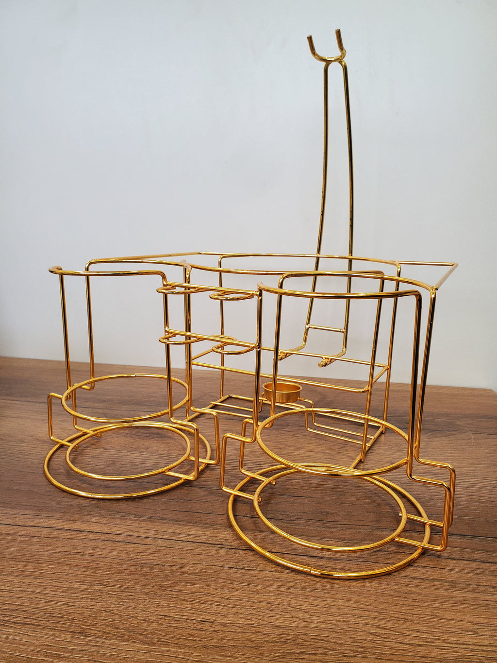 21-Piece Ceramic Soup Bowl Set with Gold Iron Stand