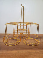 21-Piece Ceramic Soup Bowl Set with Gold Iron Stand