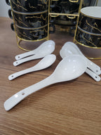 15-Piece Ceramic Soup Bowl Set with Gold Iron Stand