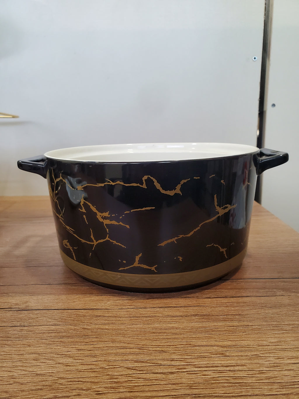 15-Piece Ceramic Soup Bowl Set with Gold Iron Stand