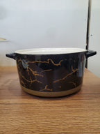 15-Piece Ceramic Soup Bowl Set with Gold Iron Stand