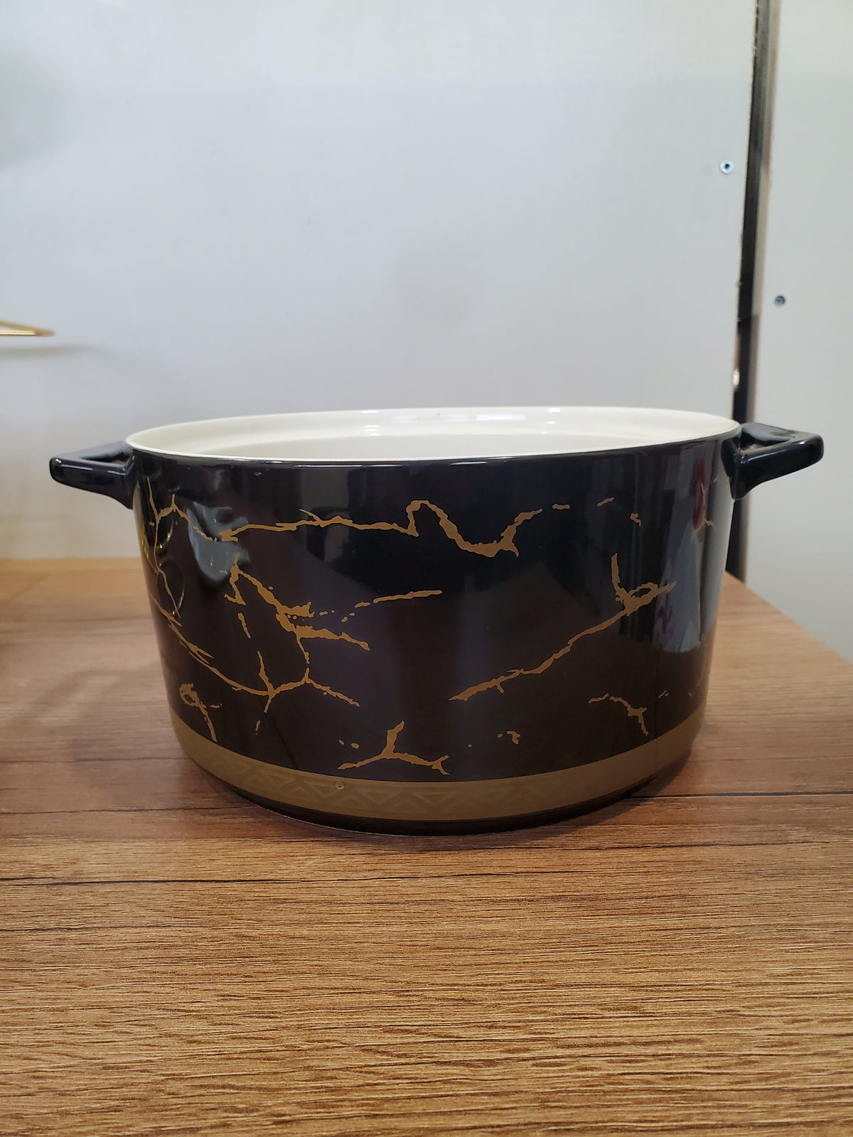 15-Piece Ceramic Soup Bowl Set with Gold Iron Stand