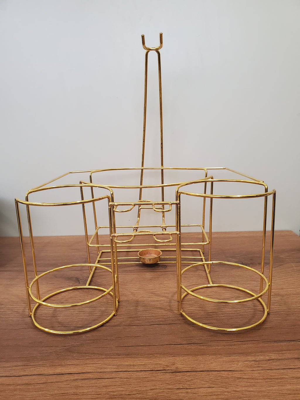 15-Piece Ceramic Soup Bowl Set with Gold Iron Stand