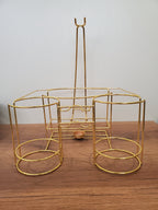 15-Piece Ceramic Soup Bowl Set with Gold Iron Stand