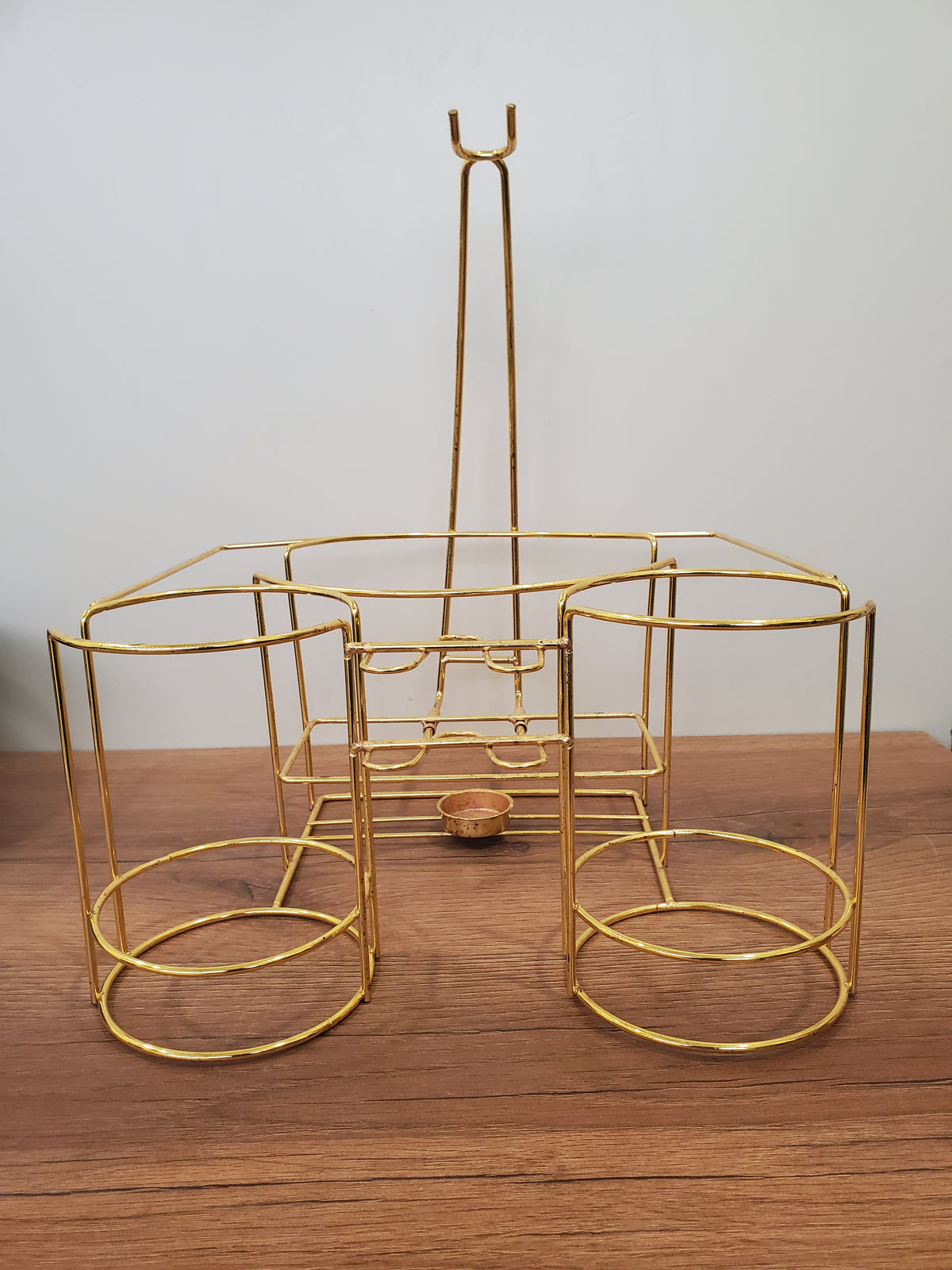 15-Piece Ceramic Soup Bowl Set with Gold Iron Stand