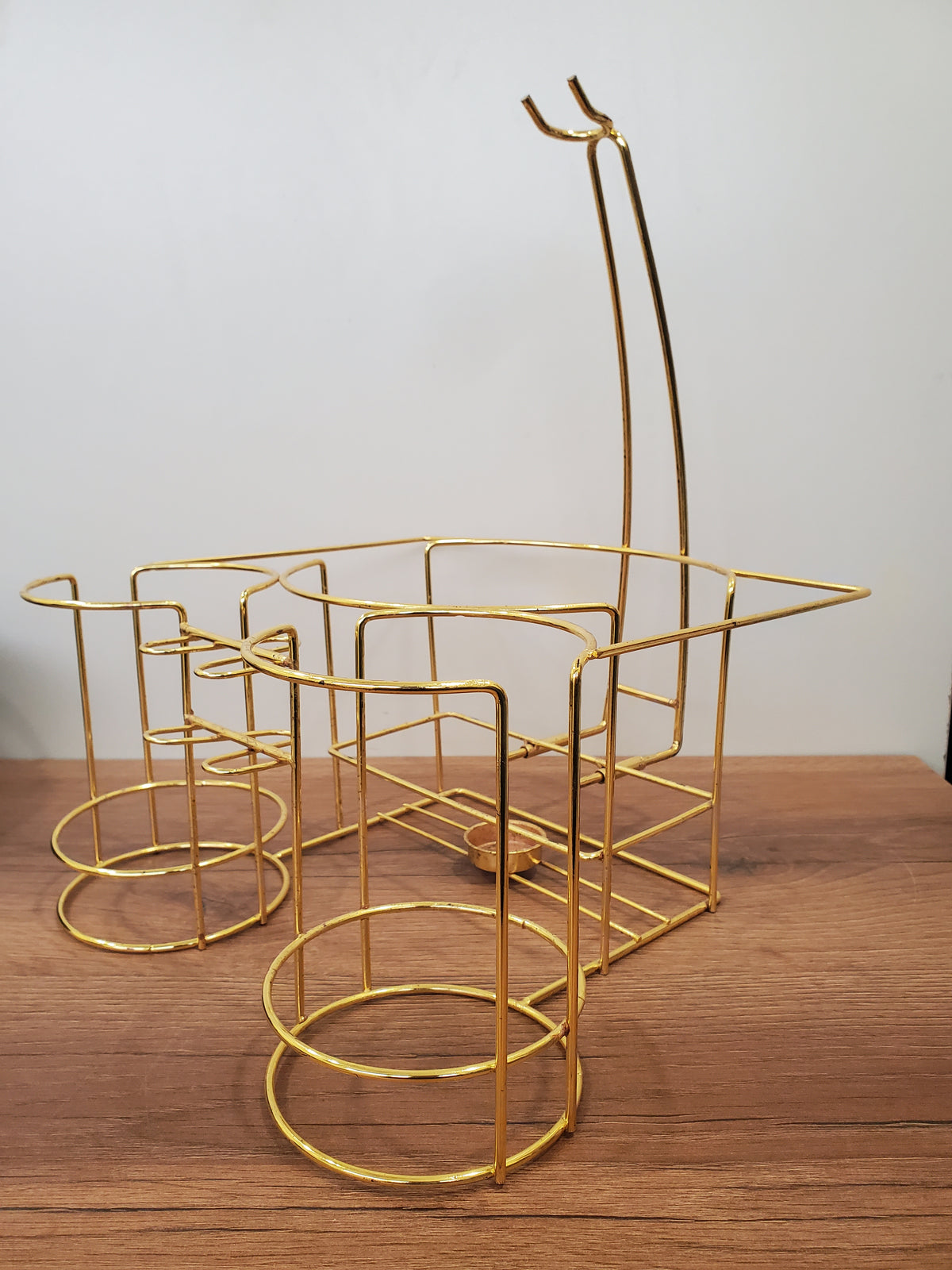 15-Piece Ceramic Soup Bowl Set with Gold Iron Stand