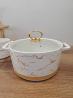 15-Piece White Ceramic Soup Bowl Set with Wooden Stand