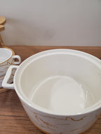 15-Piece White Ceramic Soup Bowl Set with Wooden Stand