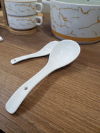 15-Piece White Ceramic Soup Bowl Set with Wooden Stand