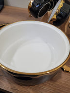 7-Piece Black Ceramic Soup Bowl Set with Wooden Stand