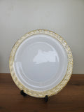 Decorative White Glass Platter with Gold Greek Border (14-2)