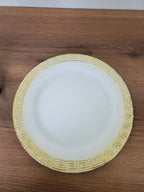 Decorative White Glass Platter with Gold Greek Border (14-2)