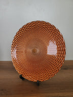 Decorative Glass Platter Woven Amber Design (14-5)