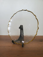 Decorative Glass Platter Irregular Clear Design (14-1)