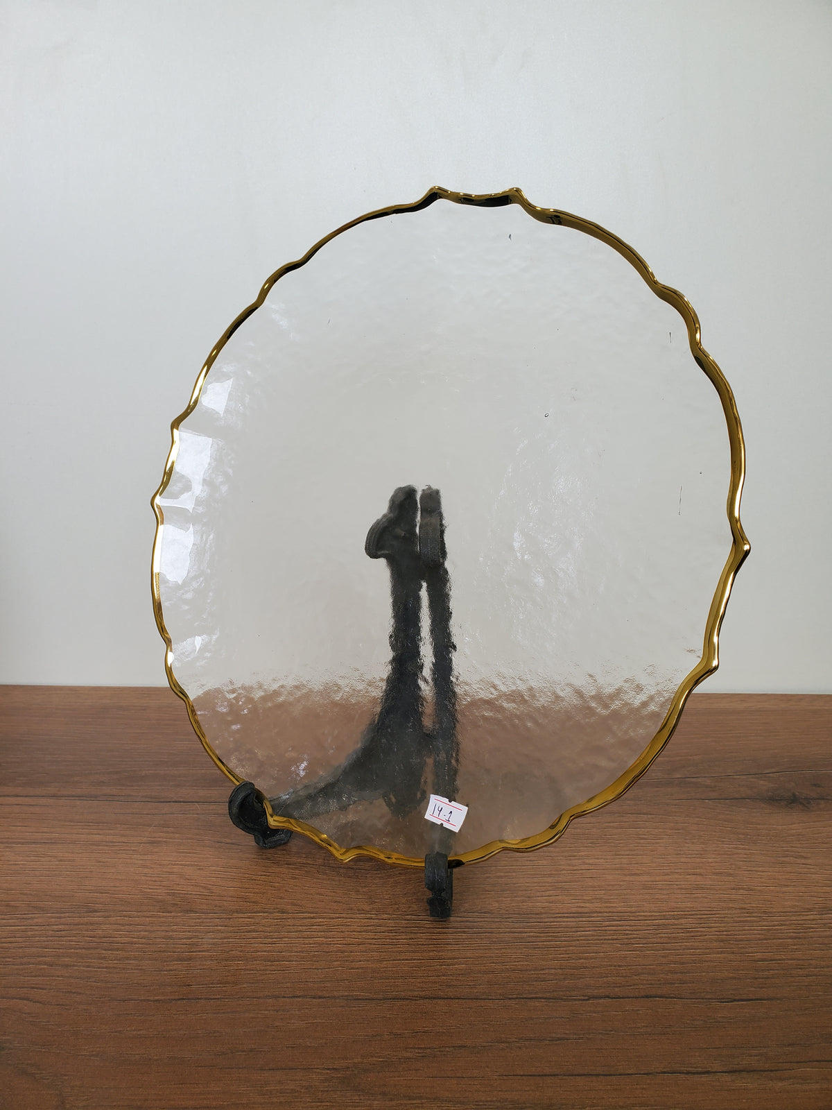 Decorative Glass Platter Irregular Clear Design (14-1)