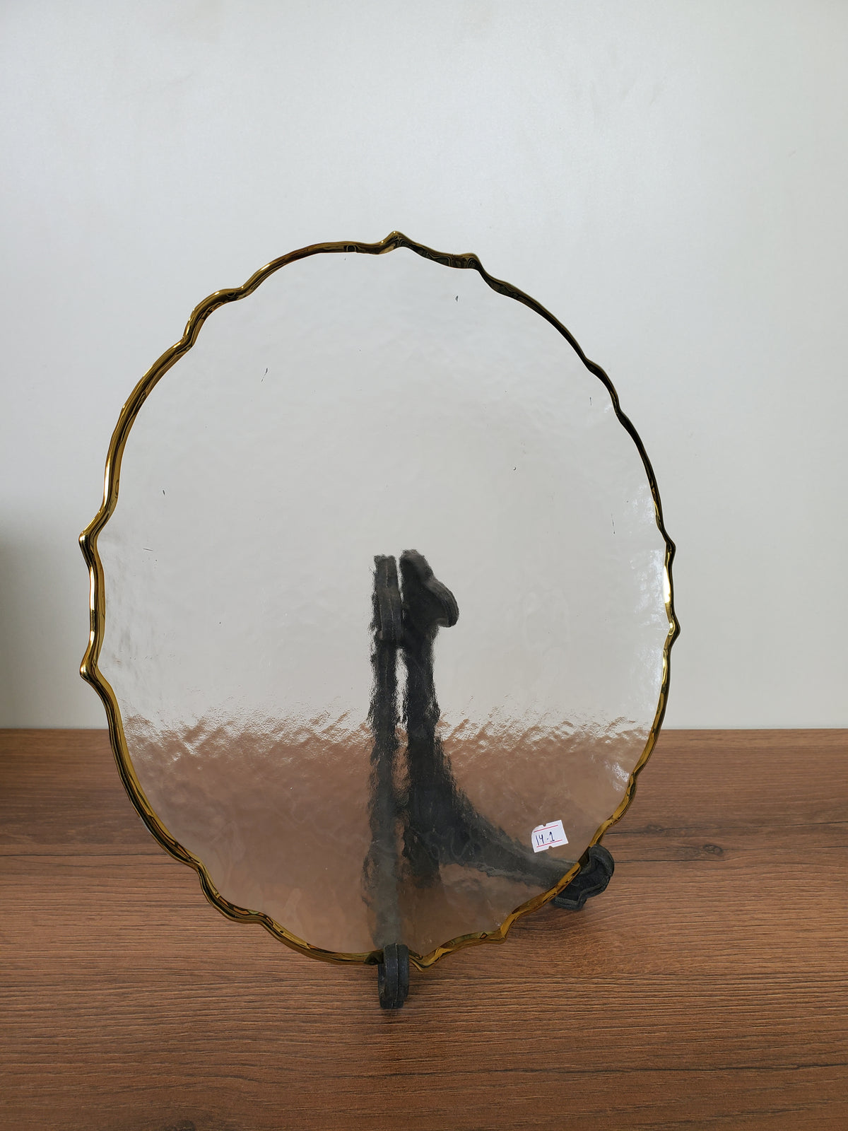 Decorative Glass Platter Irregular Clear Design (14-1)