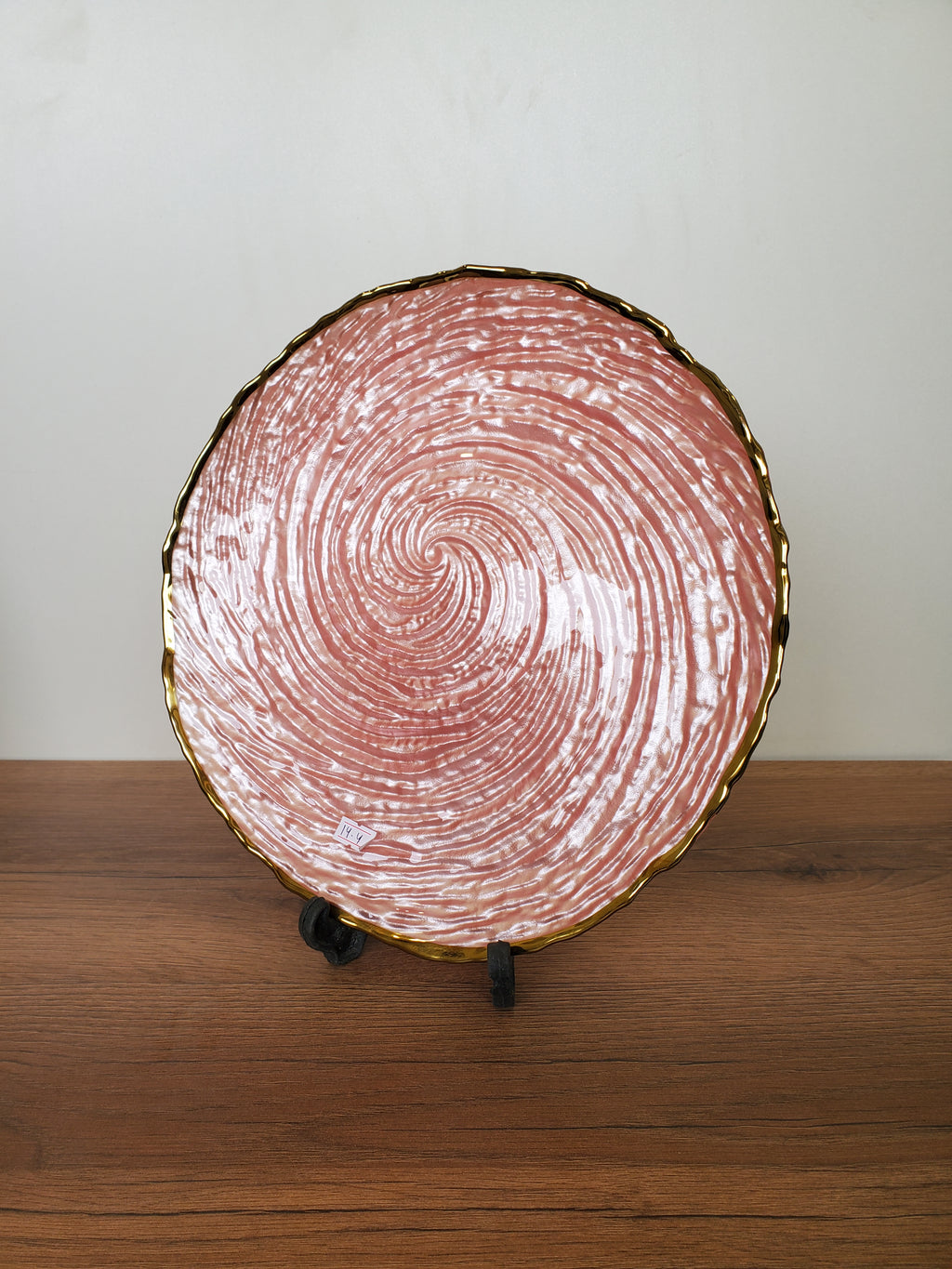 Decorative Glass Platter Pink Marble Design (14-4)