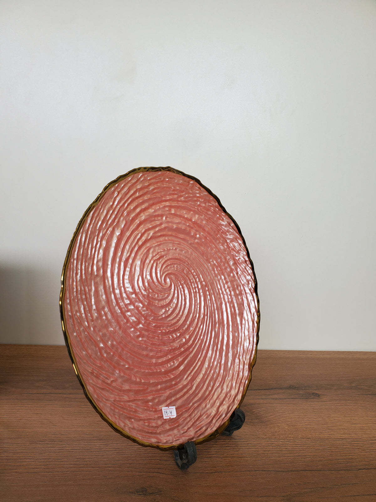Decorative Glass Platter Pink Marble Design (14-4)