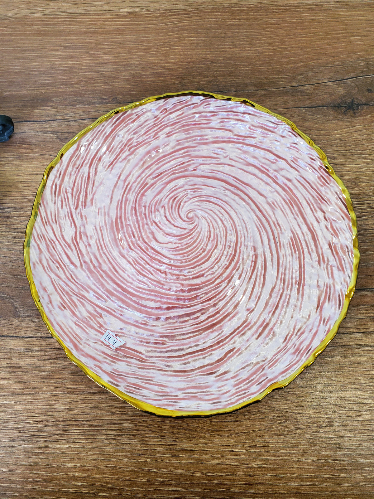 Decorative Glass Platter Pink Marble Design (14-4)