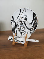 8-Piece Cake Serving Set Abstract Marble Design With Wooden Stand (8-19)