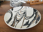 8-Piece Cake Serving Set Abstract Marble Design With Wooden Stand (8-19)