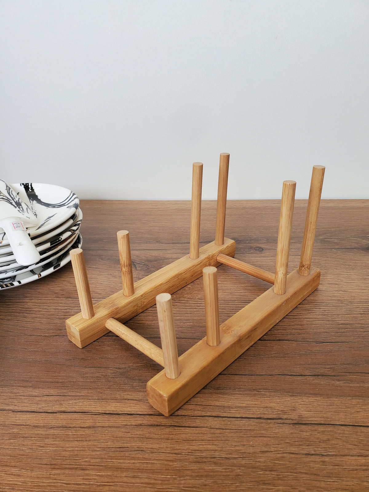 8-Piece Cake Serving Set Abstract Marble Design With Wooden Stand (8-19)