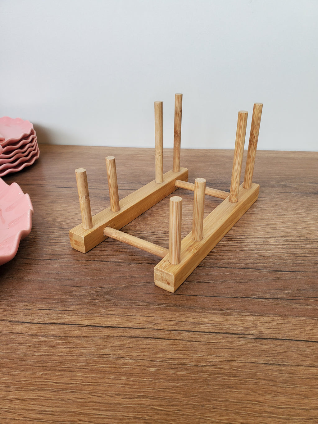 8-Piece Cake Serving Set Pink Marble Design With Wooden Stand (8-18)