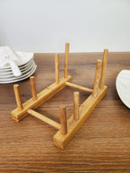 8-Piece Cake Serving Set White Marble Design With Wooden Stand (8-22)
