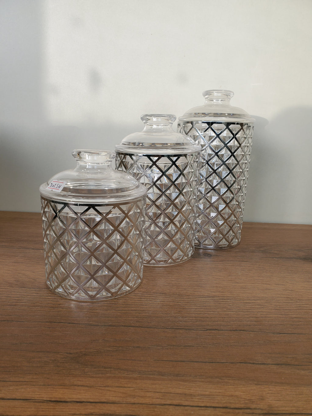 3-Piece Acrylic Jar Set with Diamond Pattern (3101SH)