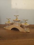 3-Piece Storage Container Set with Wooden Rainbow Stand (12-1)