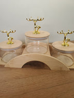 3-Piece Storage Container Set with Wooden Rainbow Stand (12-1)