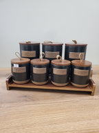 7-Piece Ceramic Storage Jar Set with Wooden Tray (8-8)