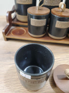 7-Piece Ceramic Storage Jar Set with Wooden Tray (8-8)