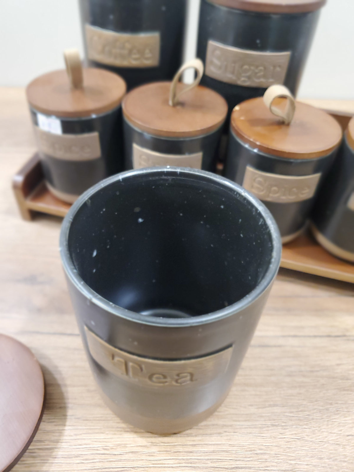 7-Piece Ceramic Storage Jar Set with Wooden Tray (8-8)