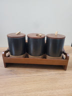 7-Piece Ceramic Storage Jar Set with Wooden Tray (8-8)